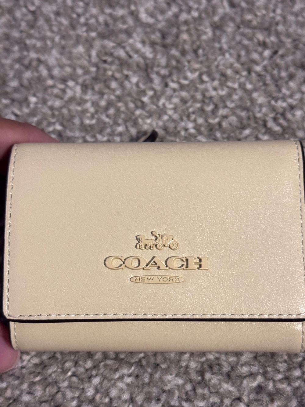 Coach Cream Ivory Small Trifold Wallet Gold Hardware